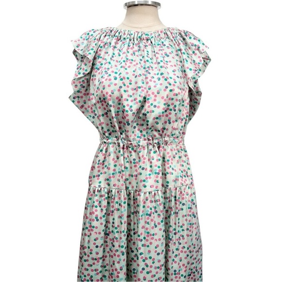 Dovima Silk Ruffle Sleeve Tie Waist Maxi Dress Size Medium - Picture 7 of 13